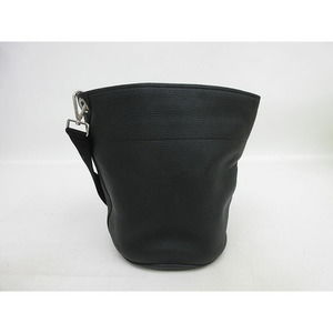 Prada Vitello Dino Long Bucket Leather Shoulder Black Bag